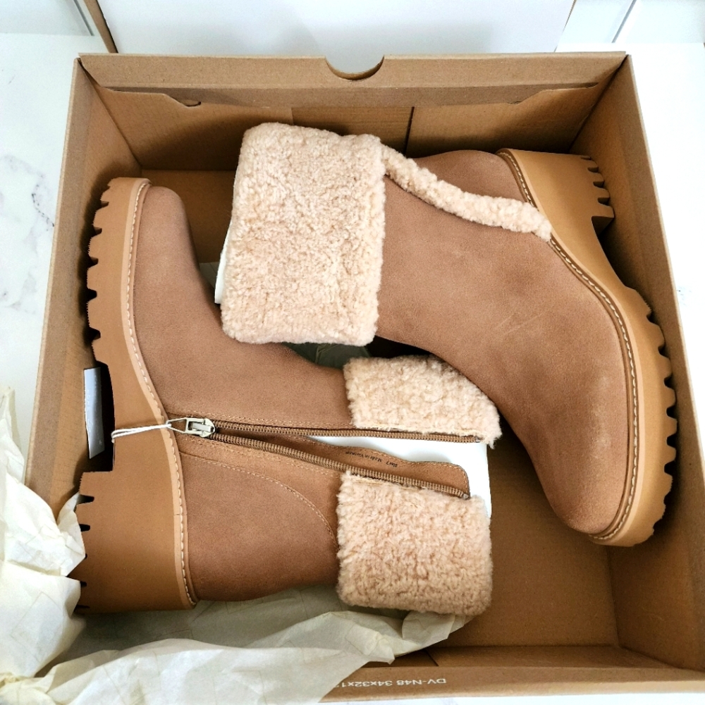 Hug H20 Mushroom Suede Leather Faux Fur Ankle Booties